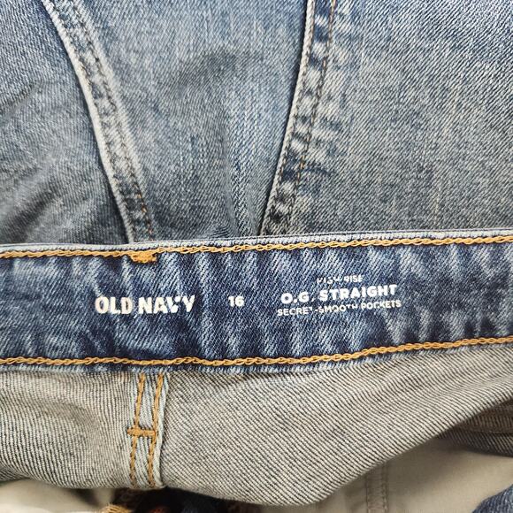 Old Navy High Rise OG Straight Rolled Hem Denim Shorts Blue Size 16 - Picture 7 of 8